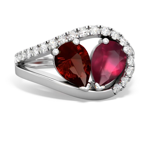 garnet-ruby pave heart ring