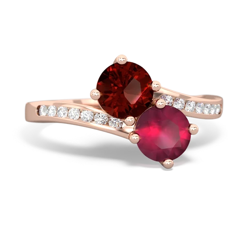 garnet-ruby two stone channel ring