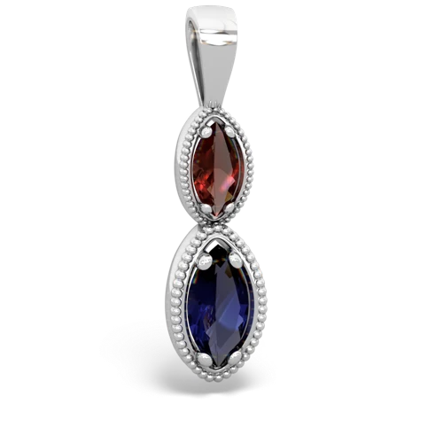 garnet-sapphire antique milgrain pendant