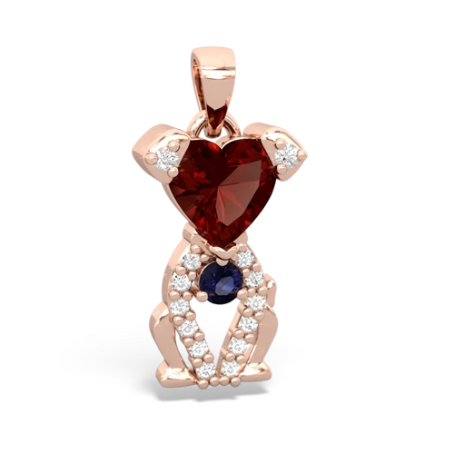 garnet-sapphire birthstone puppy pendant