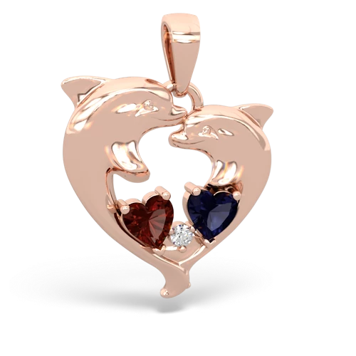 garnet-sapphire dolphins pendant