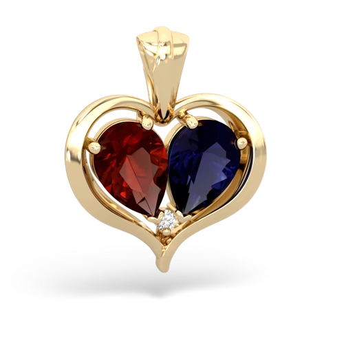 garnet-sapphire half heart whole pendant