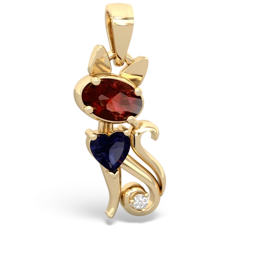 garnet-sapphire kitten pendant