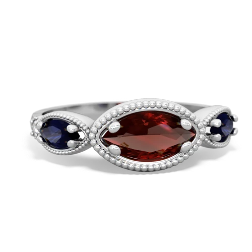 garnet-sapphire milgrain marquise ring