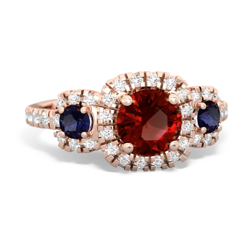 garnet-sapphire three stone regal ring