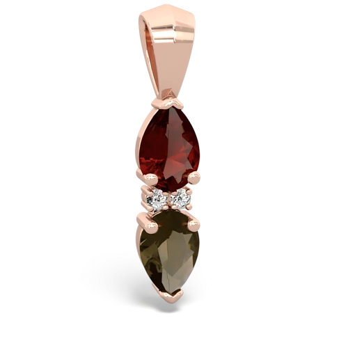 garnet-smoky quartz bowtie pendant