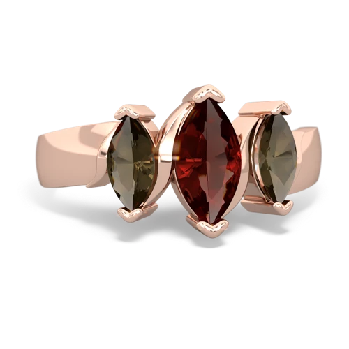 garnet-smoky quartz keepsake ring