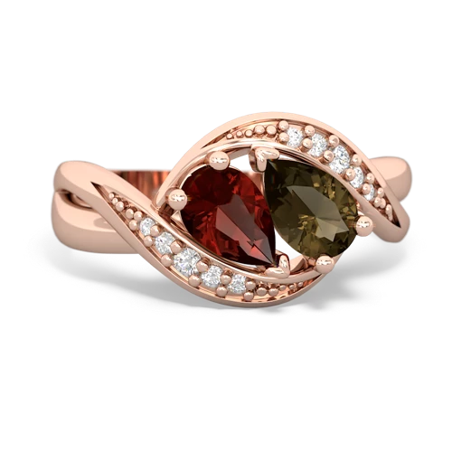 garnet-smoky quartz keepsake curls ring