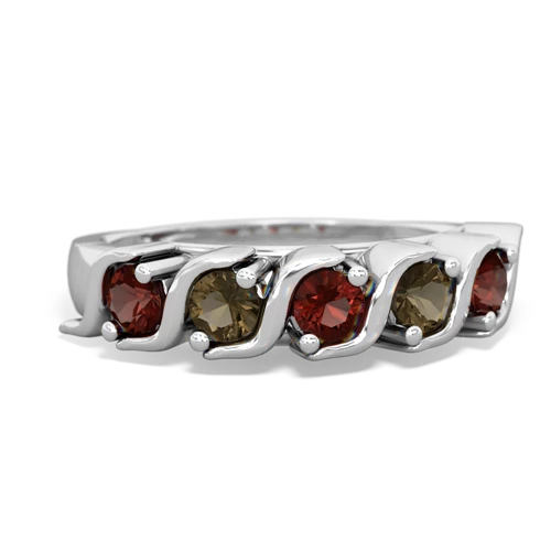 garnet-smoky quartz timeless ring