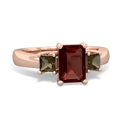 garnet-smoky quartz timeless ring