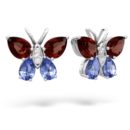 garnet-tanzanite butterfly earrings