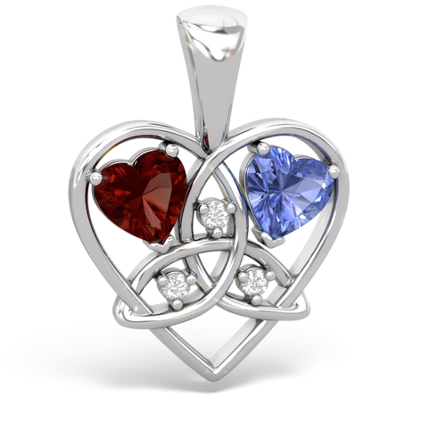 garnet-tanzanite celtic heart pendant