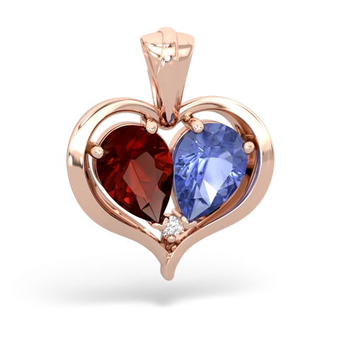 garnet-tanzanite half heart whole pendant