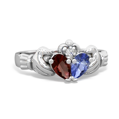 garnet-tanzanite claddagh ring