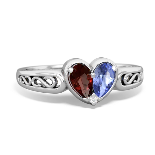 garnet-tanzanite filligree ring