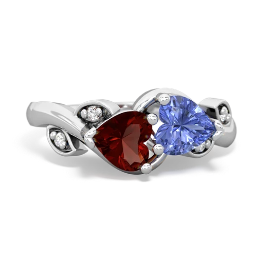 garnet-tanzanite floral keepsake ring