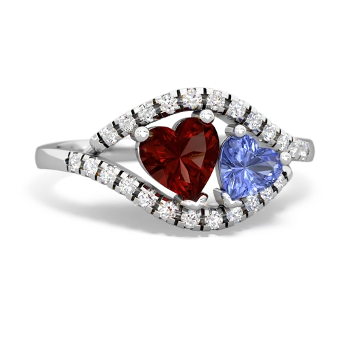 garnet-tanzanite mother child ring