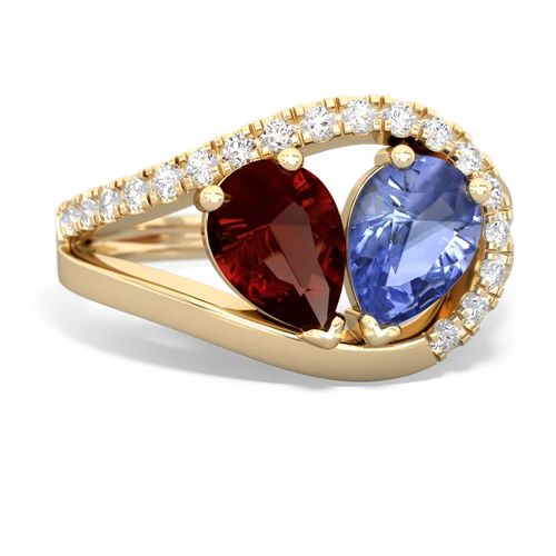 garnet-tanzanite pave heart ring