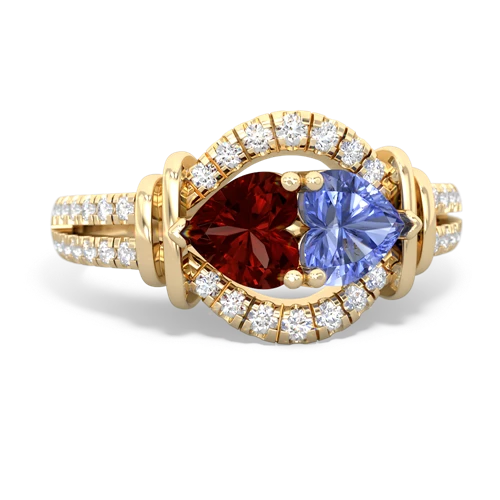 garnet-tanzanite pave keepsake ring