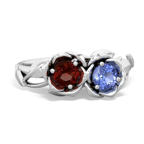 garnet-tanzanite roses ring