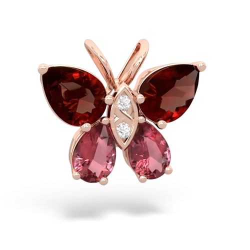 garnet-tourmaline butterfly pendant