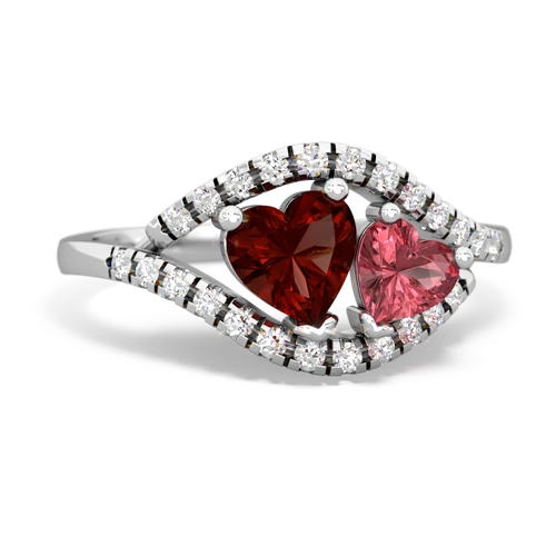 garnet-tourmaline mother child ring