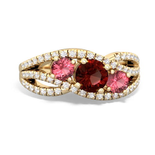 garnet-tourmaline three stone pave ring