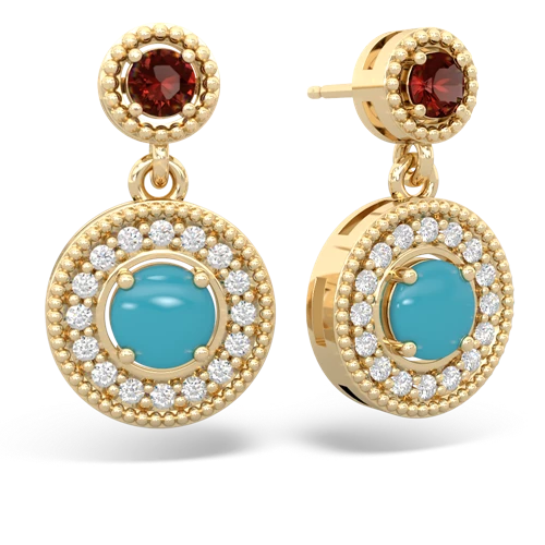 garnet-turquoise halo earrings