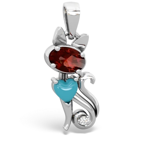 garnet-turquoise kitten pendant