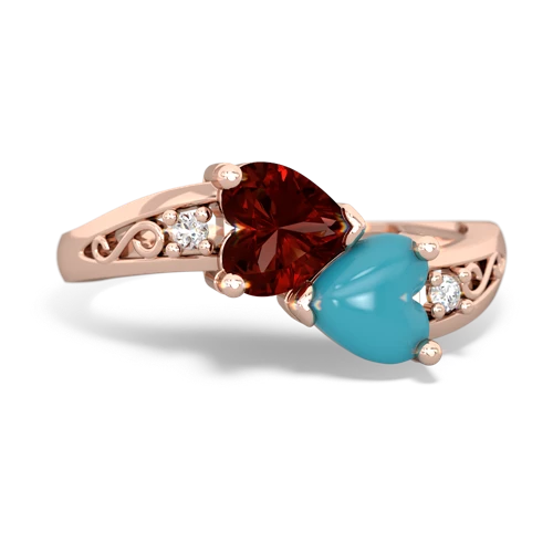 garnet-turquoise filligree ring