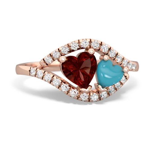 garnet-turquoise mother child ring