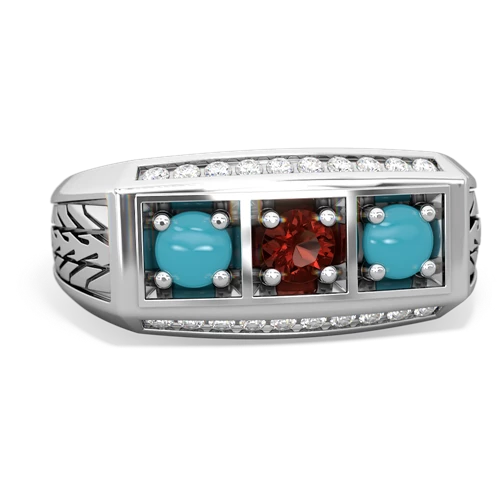 garnet-turquoise three stone ring