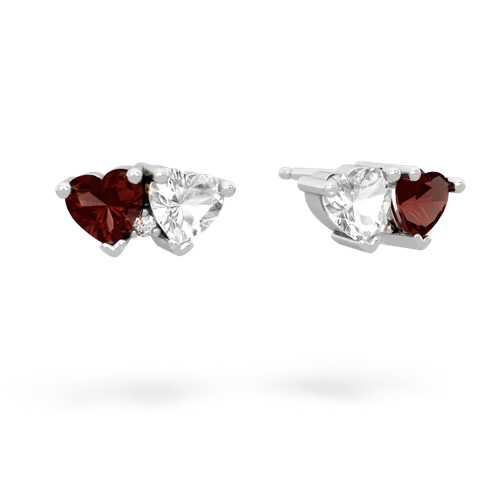 garnet-white topaz  earrings