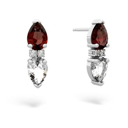 garnet-white topaz bowtie earrings