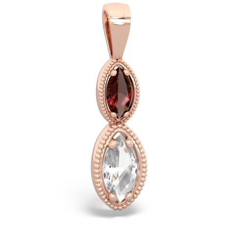 garnet-white topaz antique milgrain pendant