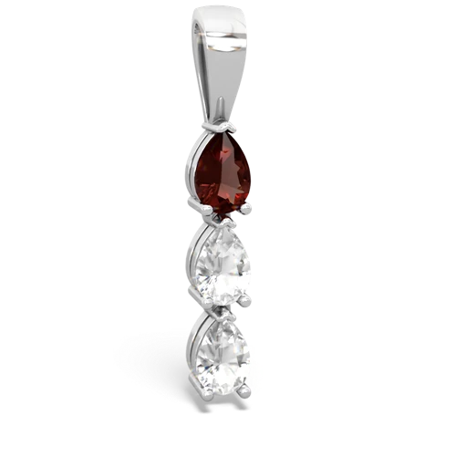 garnet-white topaz three stone pendant