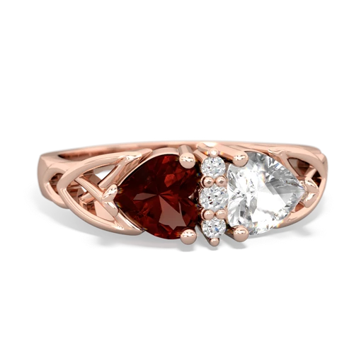 garnet-white topaz celtic ring