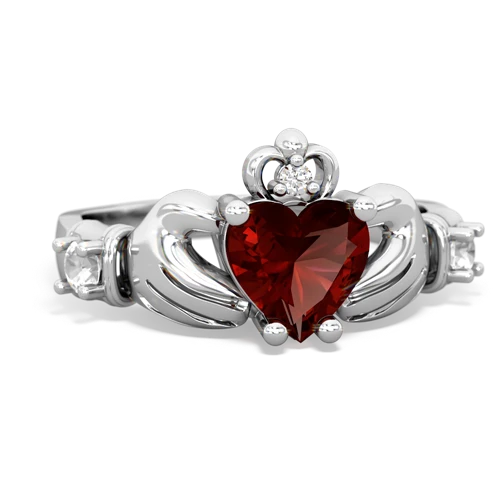 garnet-white topaz claddagh ring