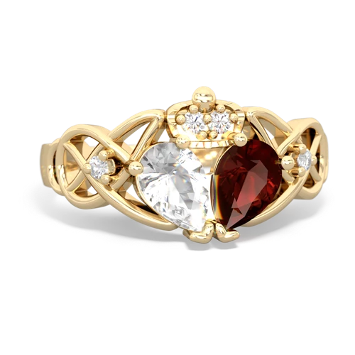 garnet-white topaz claddagh ring