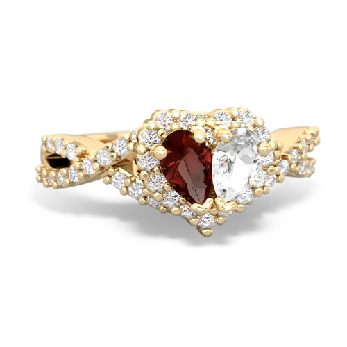 garnet-white topaz engagement ring