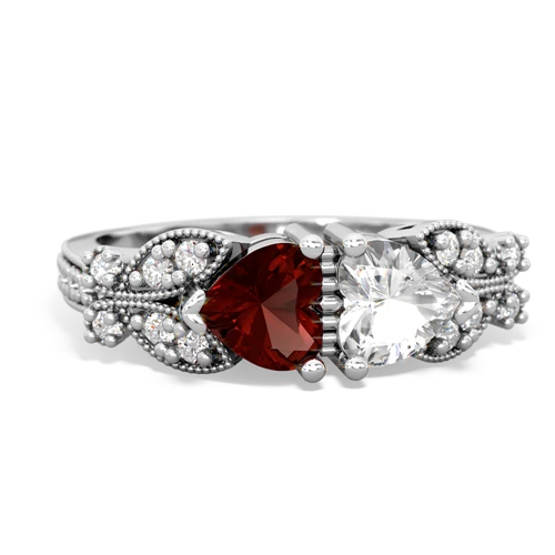 garnet-white topaz keepsake butterfly ring