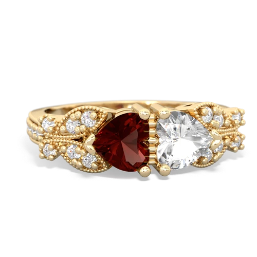 garnet-white topaz keepsake butterfly ring