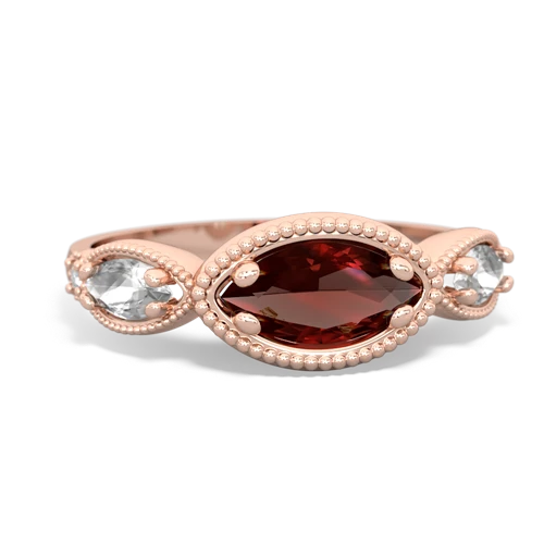 garnet-white topaz milgrain marquise ring