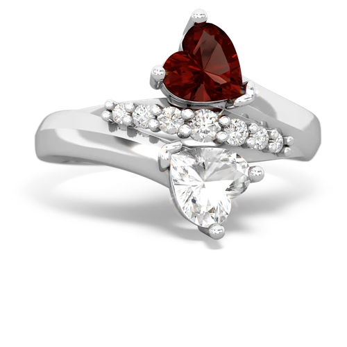 garnet-white topaz modern ring