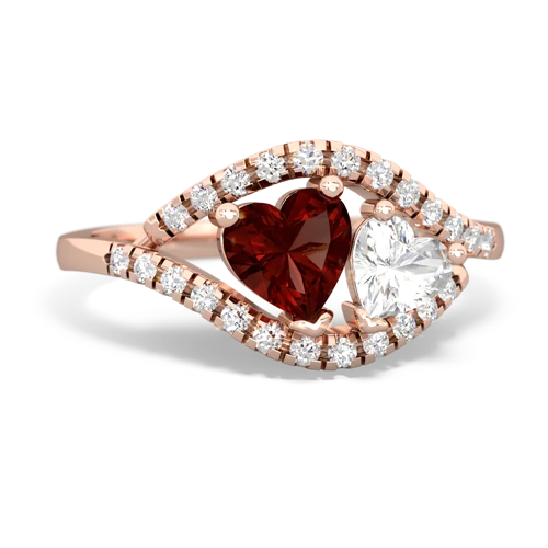 garnet-white topaz mother child ring