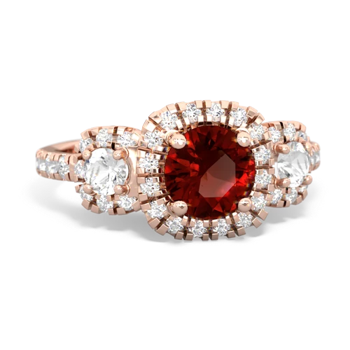 garnet-white topaz three stone regal ring