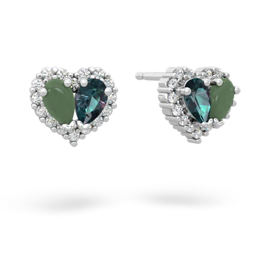 jade-alexandrite halo-heart earrings