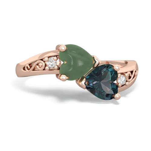 jade-alexandrite filligree ring