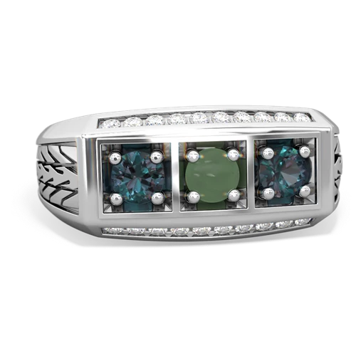 jade-alexandrite three stone ring