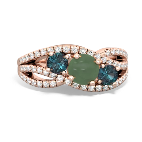 jade-alexandrite three stone pave ring